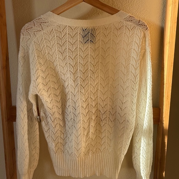 Jumper 1234 Open Knit Cardigan – Cream, Size S - Picture 6 of 9